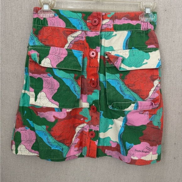 CLARE V. ginette map print mini skirt in multi XS - Picture 6 of 11